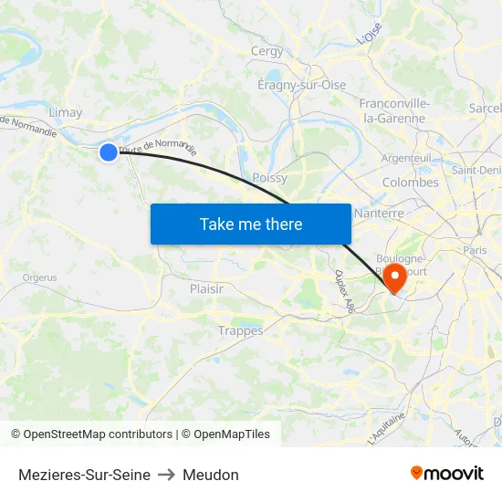 Mezieres-Sur-Seine to Meudon map