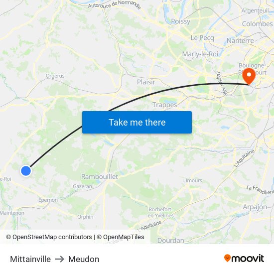 Mittainville to Meudon map