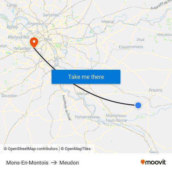 Mons-En-Montois to Meudon map