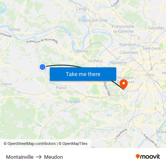 Montainville to Meudon map