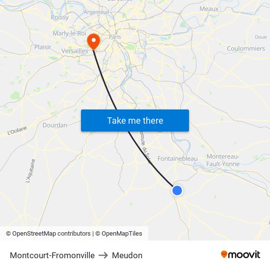 Montcourt-Fromonville to Meudon map