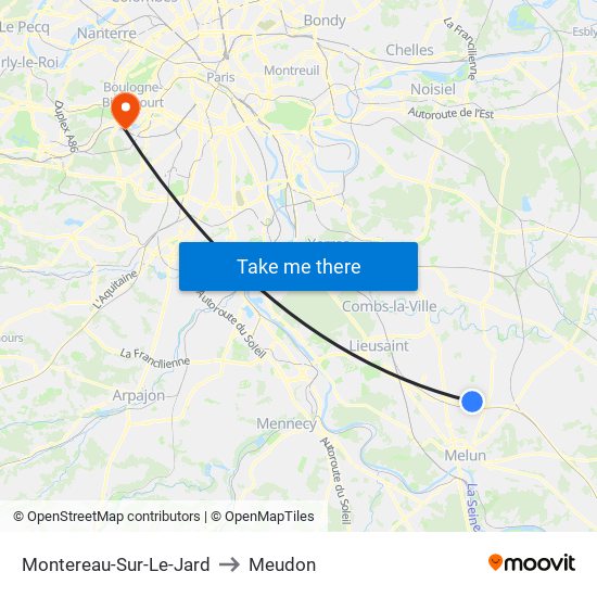 Montereau-Sur-Le-Jard to Meudon map