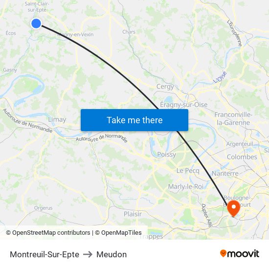 Montreuil-Sur-Epte to Meudon map