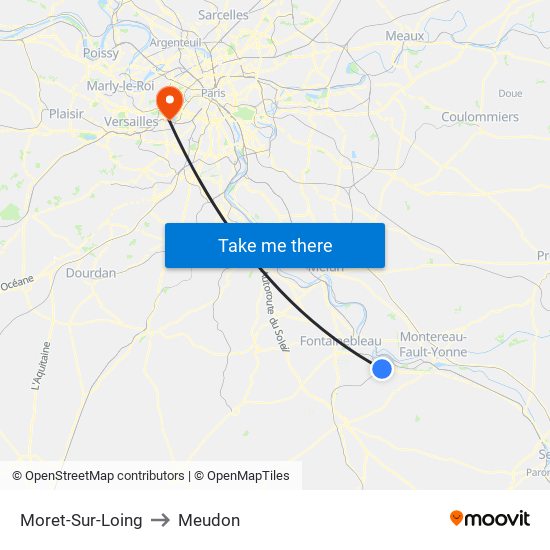 Moret-Sur-Loing to Meudon map