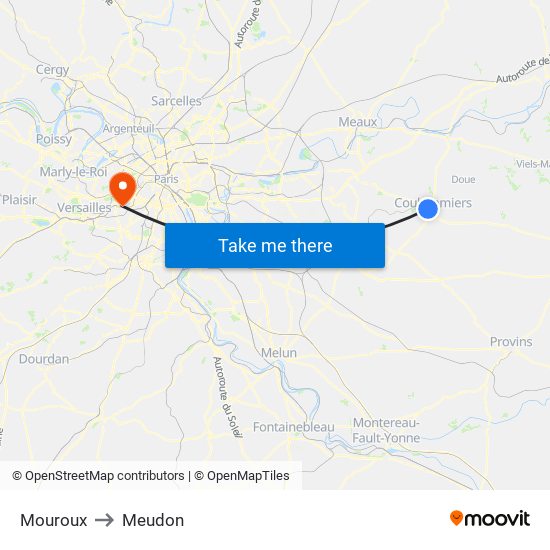 Mouroux to Meudon map