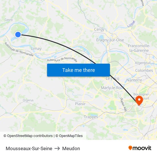 Mousseaux-Sur-Seine to Meudon map