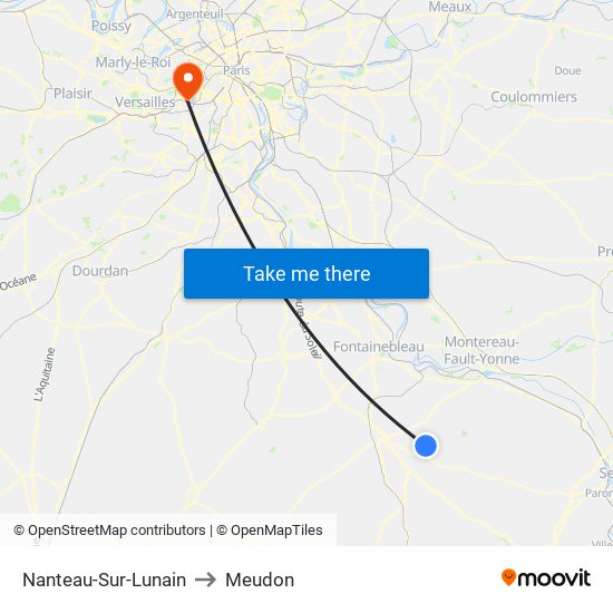 Nanteau-Sur-Lunain to Meudon map