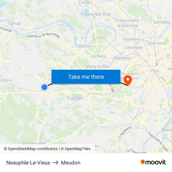 Neauphle-Le-Vieux to Meudon map