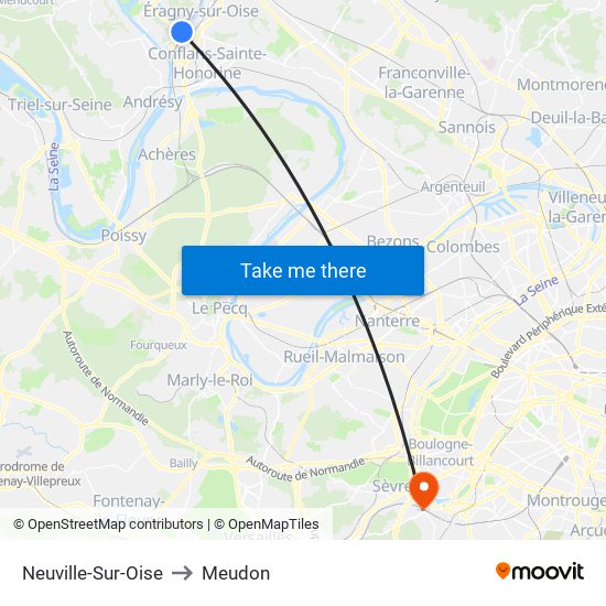 Neuville-Sur-Oise to Meudon map
