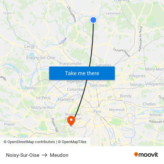 Noisy-Sur-Oise to Meudon map