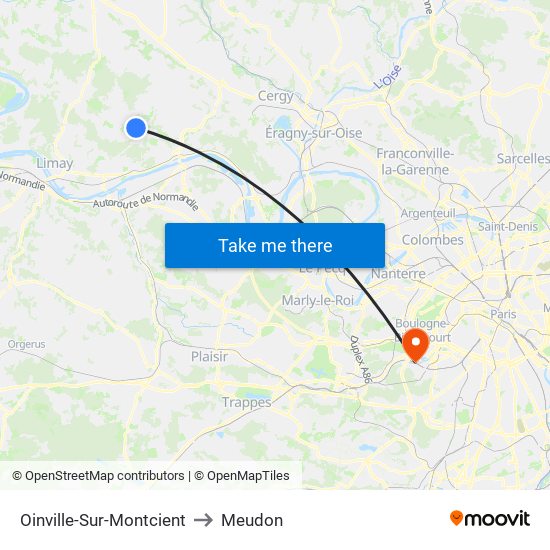 Oinville-Sur-Montcient to Meudon map