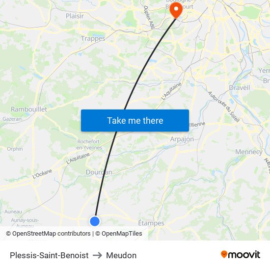 Plessis-Saint-Benoist to Meudon map
