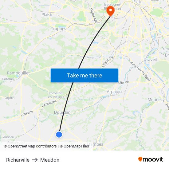 Richarville to Meudon map