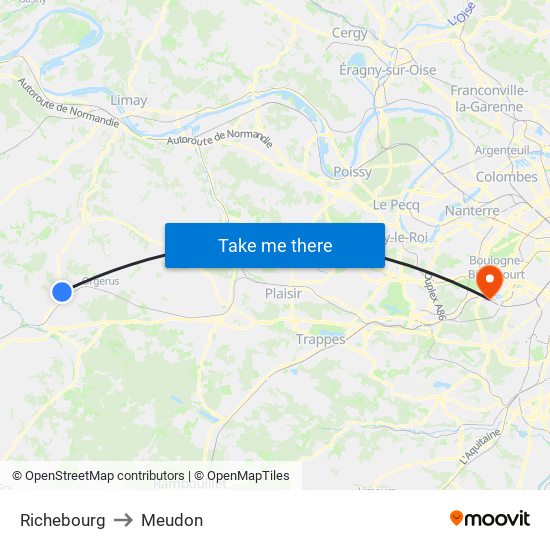 Richebourg to Meudon map