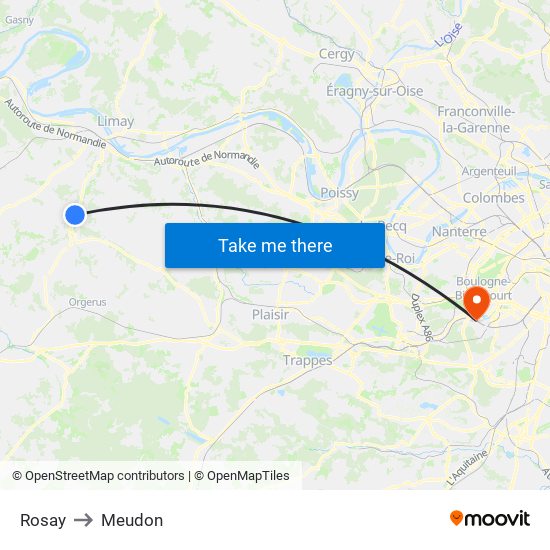 Rosay to Meudon map