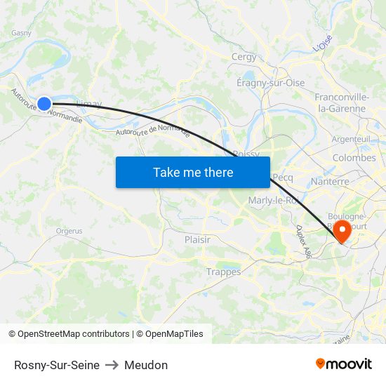 Rosny-Sur-Seine to Meudon map