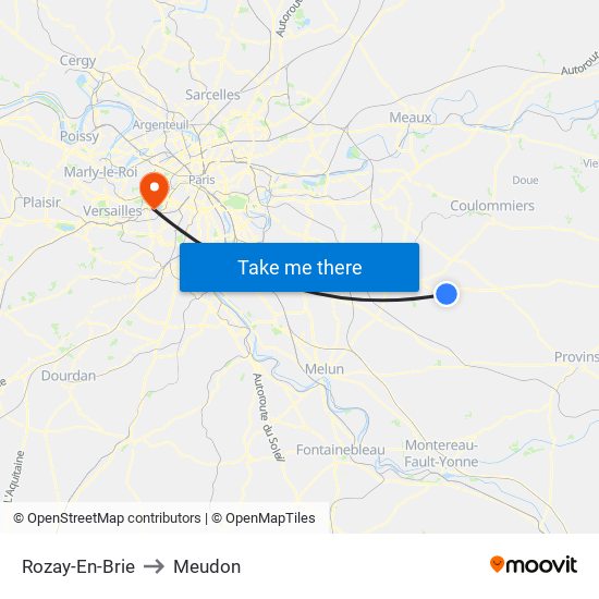 Rozay-En-Brie to Meudon map