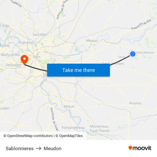 Sablonnieres to Meudon map