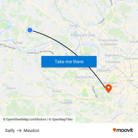Sailly to Meudon map