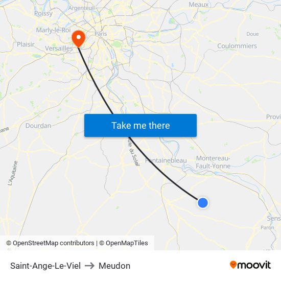 Saint-Ange-Le-Viel to Meudon map
