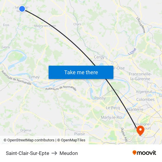 Saint-Clair-Sur-Epte to Meudon map