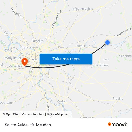 Sainte-Aulde to Meudon map