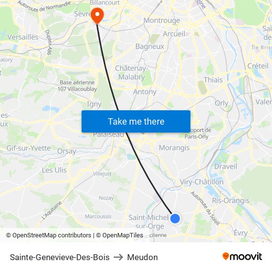 Sainte-Genevieve-Des-Bois to Meudon map