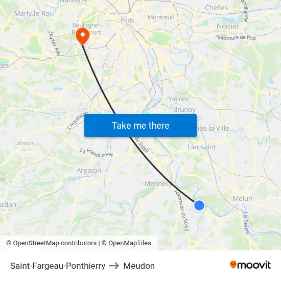 Saint-Fargeau-Ponthierry to Meudon map