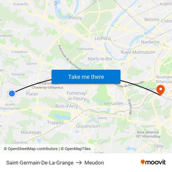 Saint-Germain-De-La-Grange to Meudon map