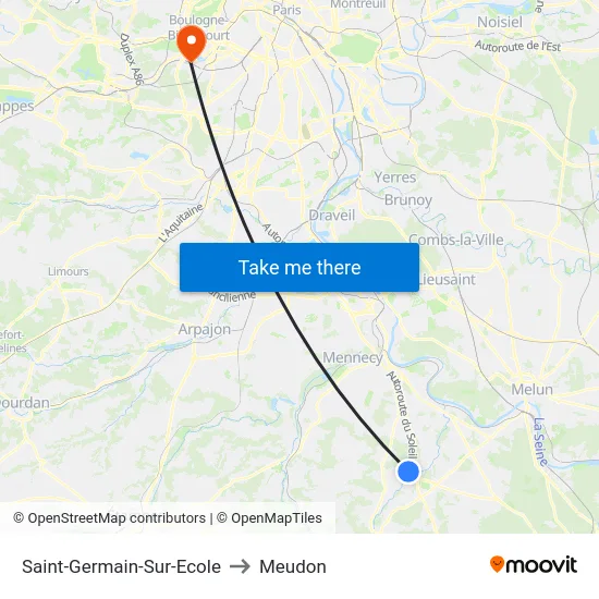 Saint-Germain-Sur-Ecole to Meudon map