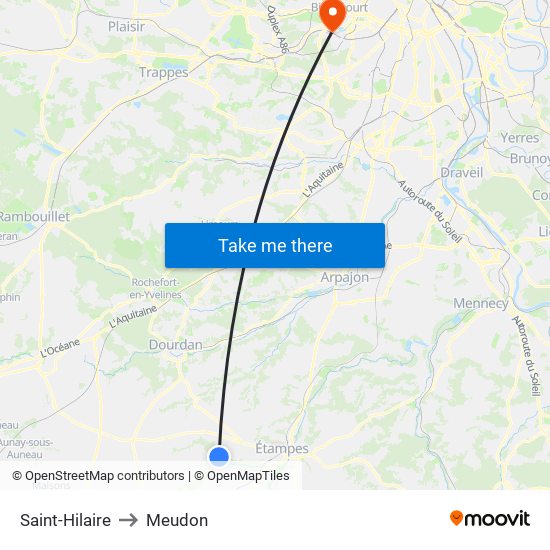 Saint-Hilaire to Meudon map