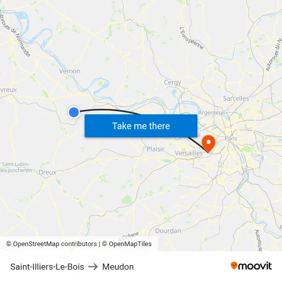 Saint-Illiers-Le-Bois to Meudon map
