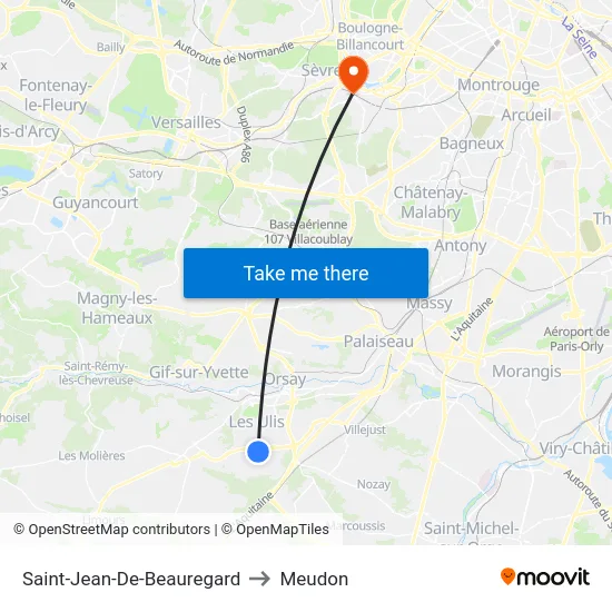Saint-Jean-De-Beauregard to Meudon map