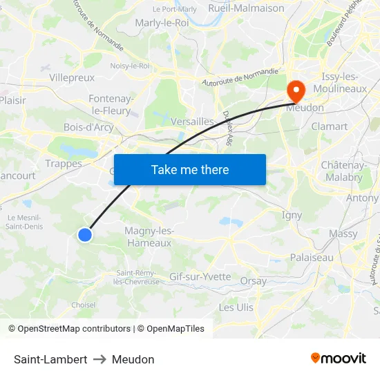 Saint-Lambert to Meudon map