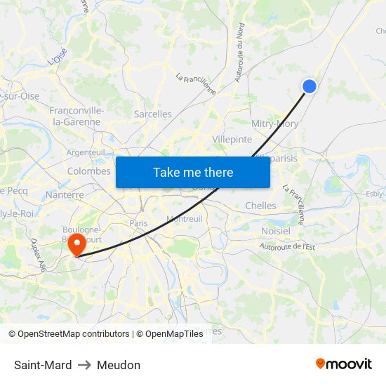 Saint-Mard to Meudon map