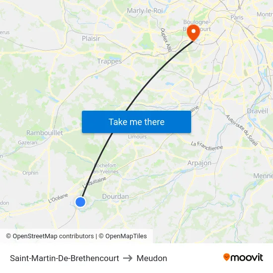 Saint-Martin-De-Brethencourt to Meudon map