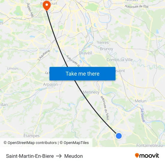 Saint-Martin-En-Biere to Meudon map