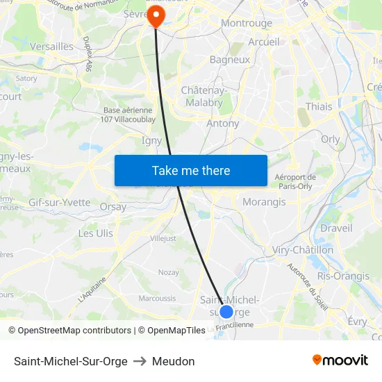 Saint-Michel-Sur-Orge to Meudon map