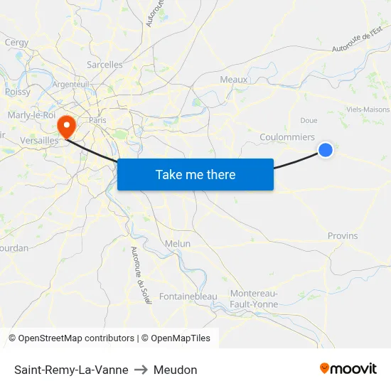 Saint-Remy-La-Vanne to Meudon map
