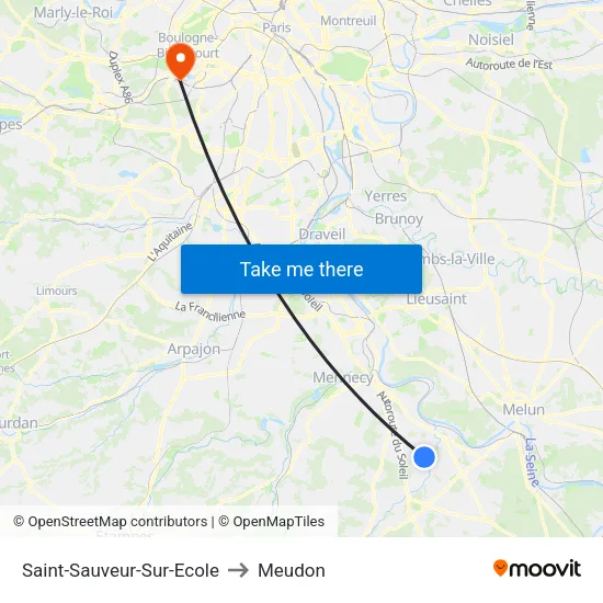 Saint-Sauveur-Sur-Ecole to Meudon map