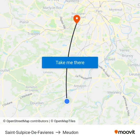 Saint-Sulpice-De-Favieres to Meudon map