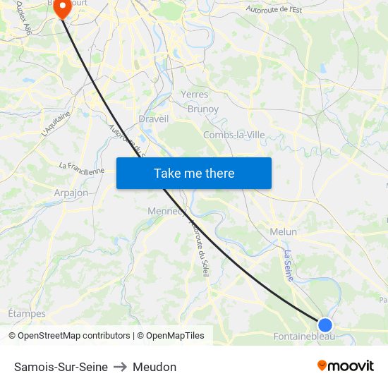 Samois-Sur-Seine to Meudon map