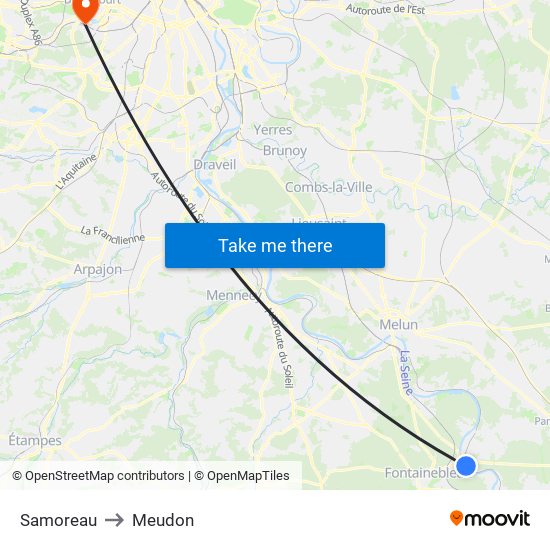 Samoreau to Meudon map