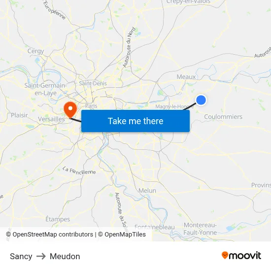 Sancy to Meudon map