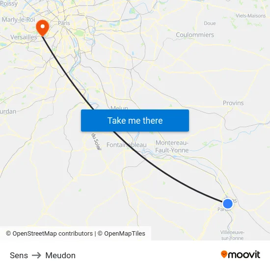 Sens to Meudon map