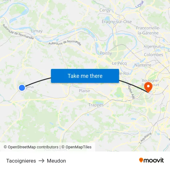 Tacoignieres to Meudon map