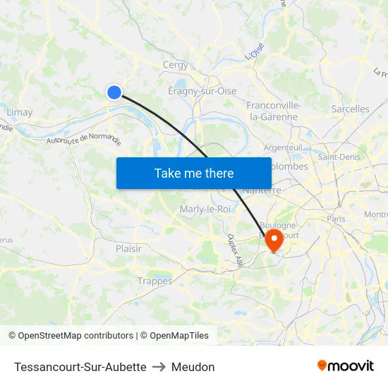 Tessancourt-Sur-Aubette to Meudon map