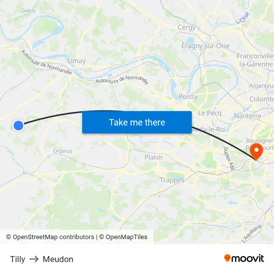Tilly to Meudon map