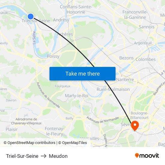 Triel-Sur-Seine to Meudon map