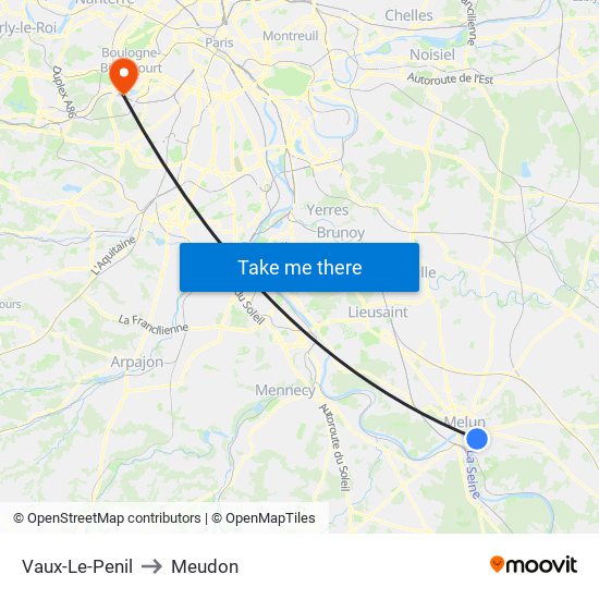 Vaux-Le-Penil to Meudon map